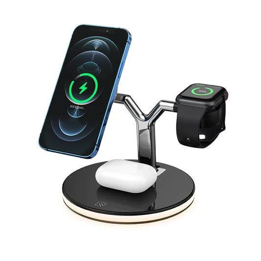 30W Magnetic Wireless Charger Stand for iPhone 15 14 13 12 Pro Max Apple Watch 8 7 Airpods Pro 3 In 1 Fast Phone Charging Sation