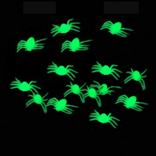 50/100/200pcs Halloween Decorations Mini Plastic Black Luminous Spider Prank Fun Birthday Toy DIY Party Decorative Props 2cm