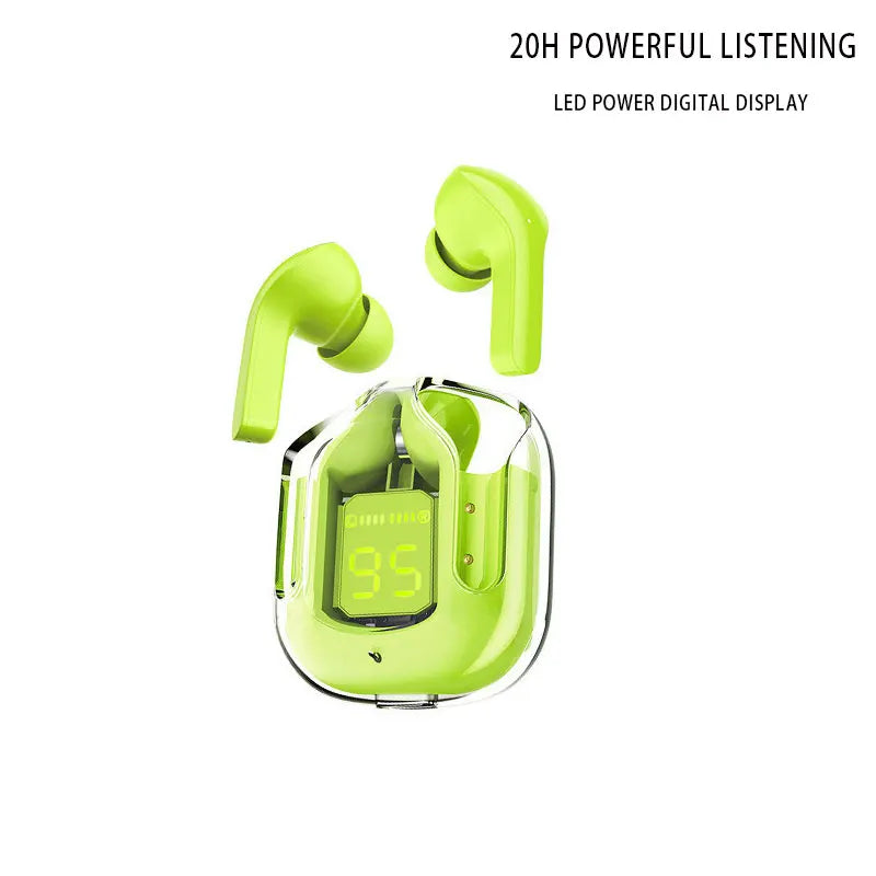 Transparent Wireless Bluetooth Earbud Noise Canceling Stereo Headphone with Digital Display Charging Case Waterproof Gaming