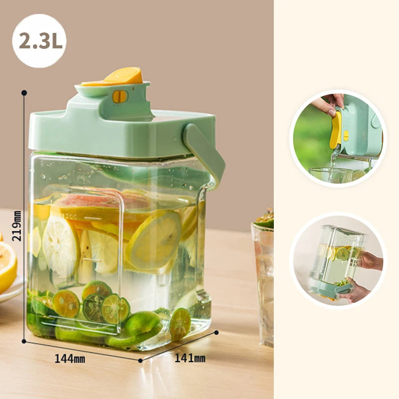 3.5L Refrigerator Water Kettle Large Capacity Cold Water Bottle with Faucet Iced Beverage Dispenser Kitchen Drinkware Juice Cont