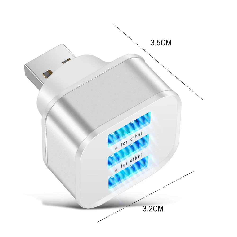 USB2.0 HUB 3 Ports USB Splitter Mobile Phone Chargers Wall Adapter USB PD Charging Adapter for MacBook Air Laptop