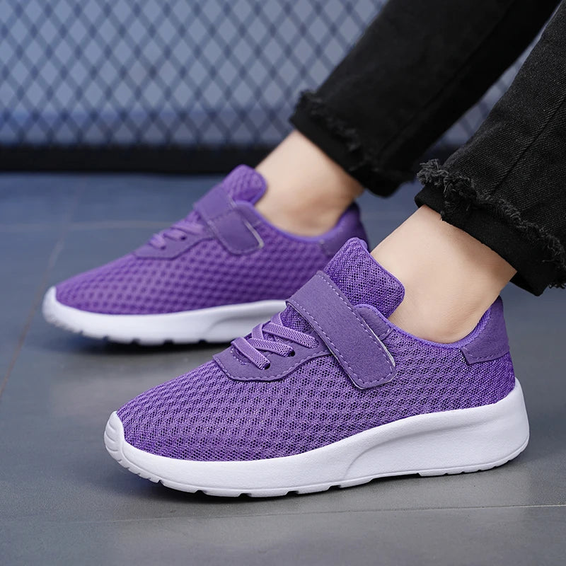 Fashion Purple Kids Casual Shoes Boys Girl Sneakers Tennis Sports Shoes For Children Mesh Breathable Trainers zapatillas niño