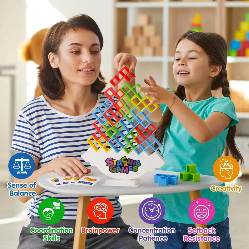 48 Blocks Stacking Brick Toy - Perfect Holiday Gift for Kids: Tetra Tower Game, Balance & Fun!